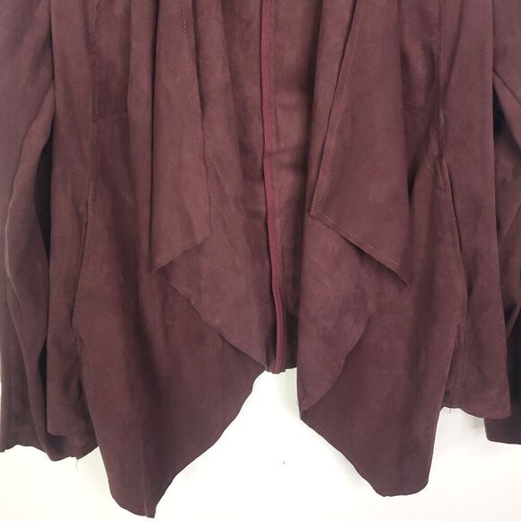 Kut From The Kloth Jacket Womens M Suede Soft Unlined Burgundy Draped Front - Picture 3 of 10